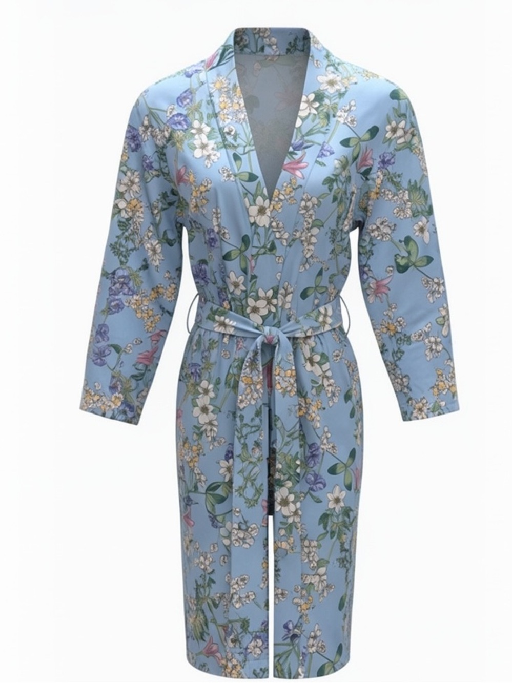 New Anthropologie Flora Nikrooz Floral Print Light Blue Robe M